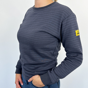 ESD Sweater UNISEX, GRAY, with round collar