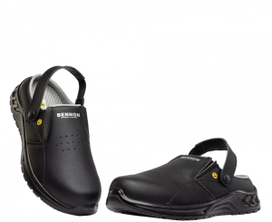 Black ESD work clogs with slip-resistant sole