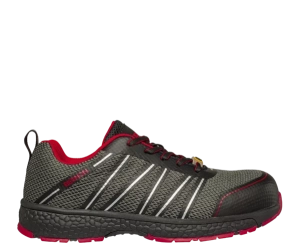 Vectra S1P ESD NM Grey/Red Low – Ultra-light safety shoe with ESD protection, slip-resistant sole, and gel insole