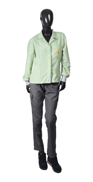 Damen ESD-Jacke weiß mit 60 % Baumwolle, 1/3 Länge, Stoff TH65